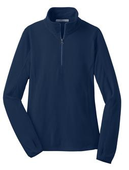 Ladies 1/4 zip microfleece pullover with embroidered logo