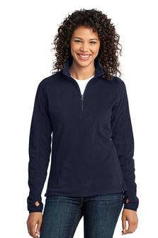 Ladies 1/4 zip microfleece pullover with embroidered logo