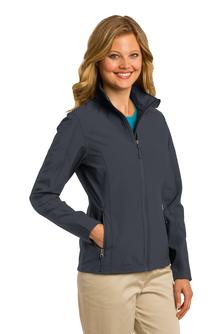 Ladies or youth soft shell jacket with embroidered logo