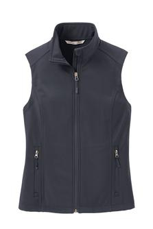 Ladies soft shell vest with embroidered logo