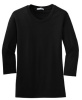 Ladies Stretch Cotton 3/4-Sleeve Scoop Neck Shirt with embroidered logo